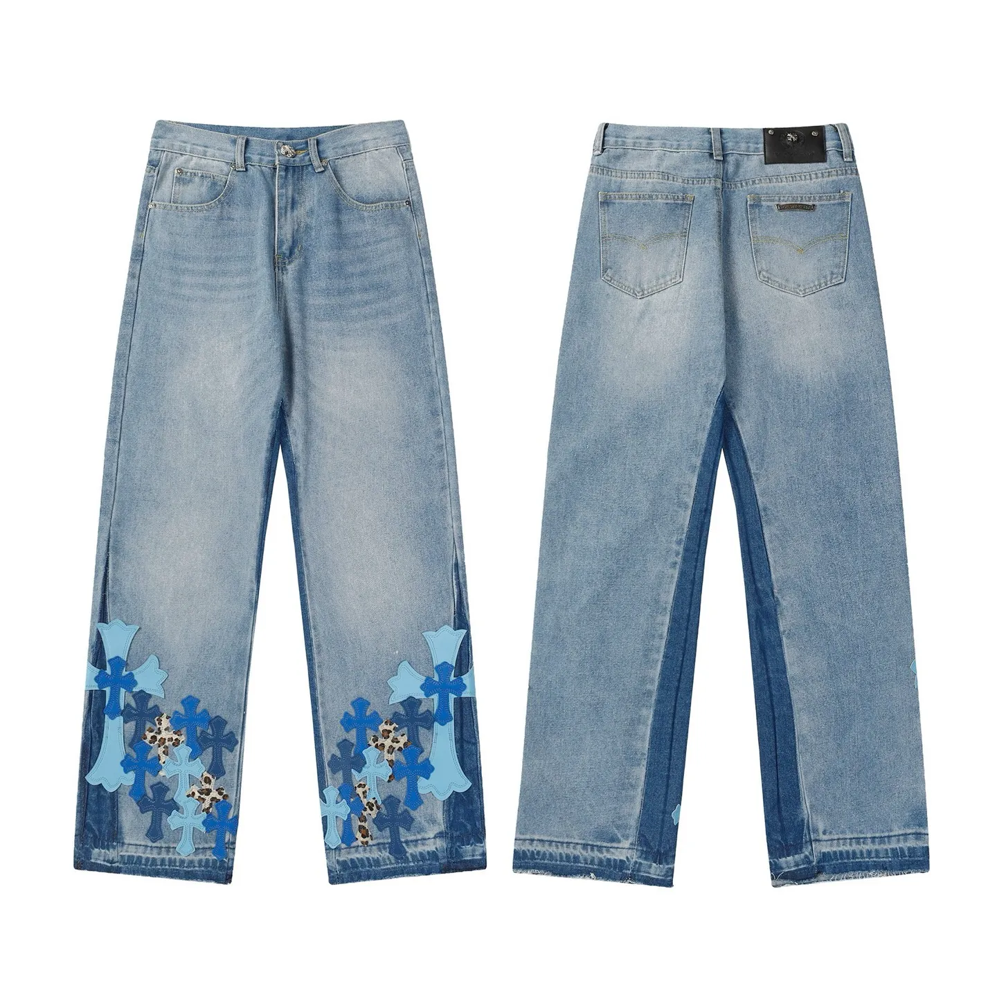 KE955 P280 The only correct leather label version on the market Chrome Hearts CH Dept.Aspen limited edition flared jeans Top ceiling quality 100% correct version The correct version is here!  Believe me this must be the best quality you will ever come across! ! Excellent value for money! !  Styles with different washes and textures are very friendly to people with thin legs and thick legs. The straight version is very flattering to the shape of the legs. The moderate length is timeless and easy to match. It is the basis of various styles and a must-have in the wardrobe! ! Add a little stacking to make the atmosphere easy to control. The fabric is stiff but the upper body is soft without losing texture. The sides and cuffs of some styles have a bone-wash effect. It’s really hard not to love it!  ✅Correctly customize the Croxin metal leather label on the back panel. It is definitely not sold directly with the cross on the finished jeans. 1:1 copying strives for excellence and the details are perfectly grasped. ✅The cross leather label is clear and smooth. Exquisite turning top craftsmanship. ✅Buttons, zippers and hardware are all customized versions of the Croxin LOGO. ✅High-cost washing process. Size: 28 30 32 34 36